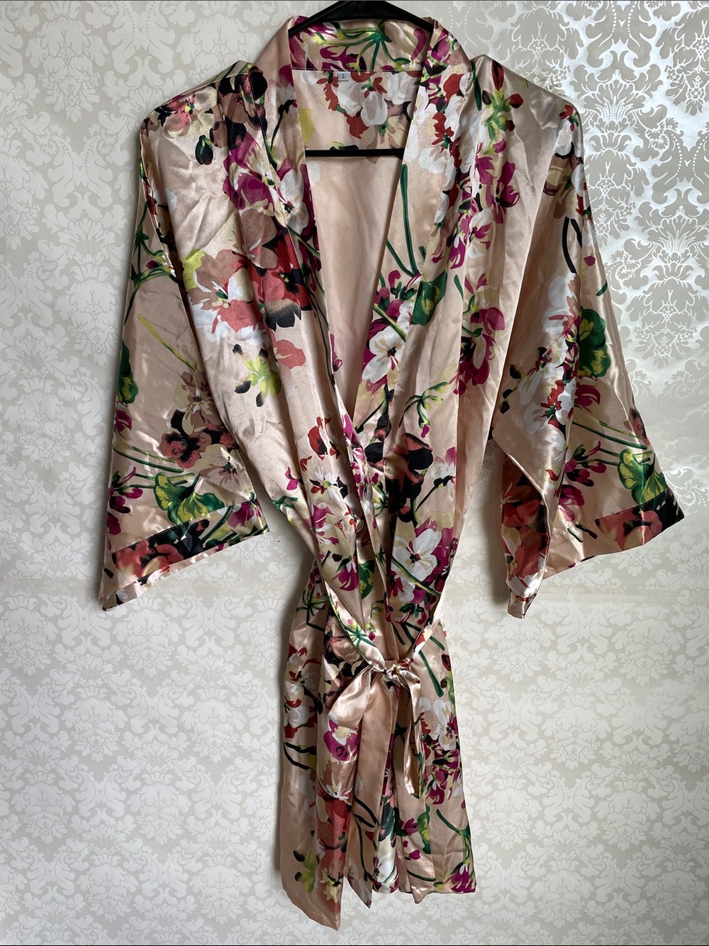 Silky Floral Kimono Robe in Blush - Women's Intimates & Sleepwear
